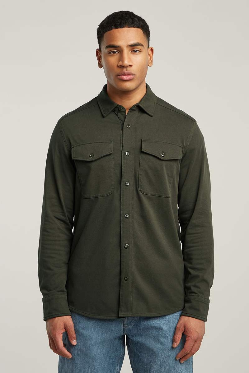 Heren overhemd lm casual grijs