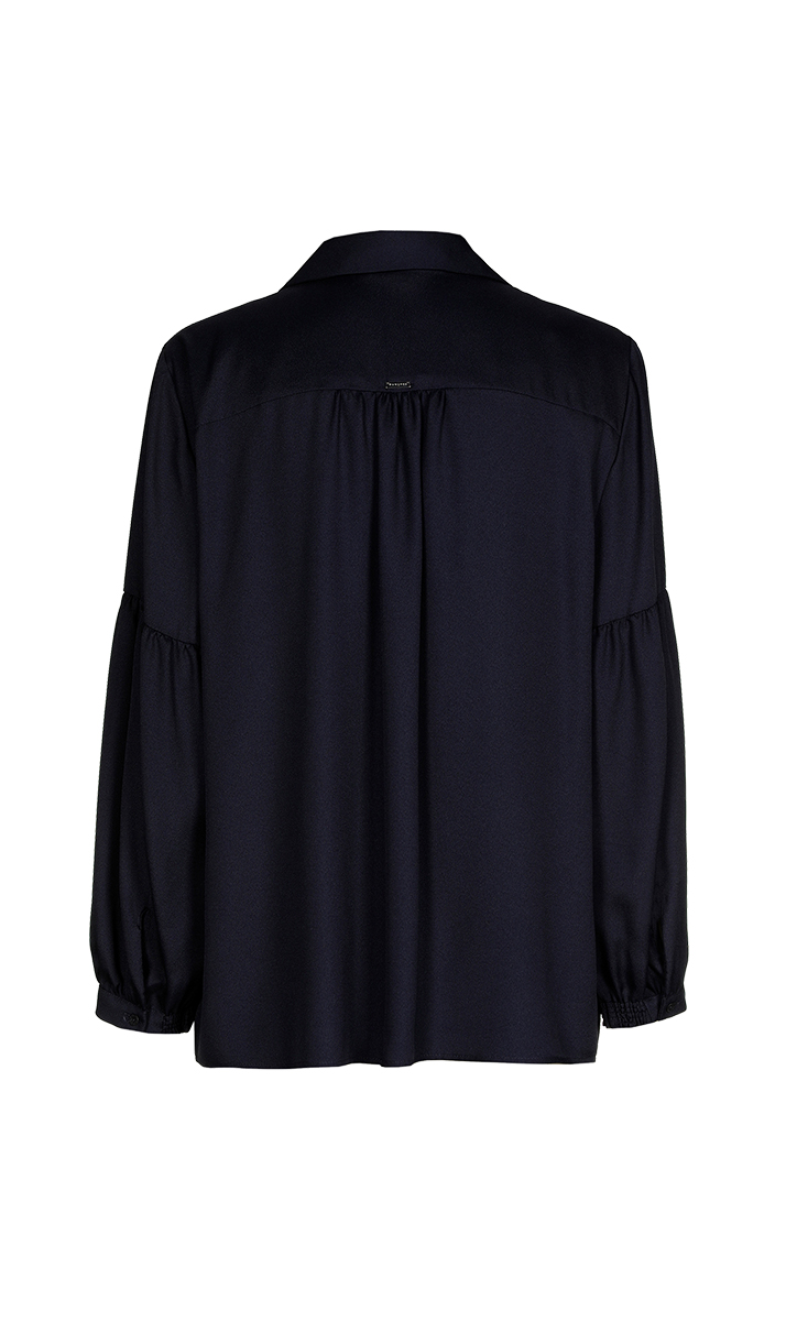 Dames blouse lange mouw blauw