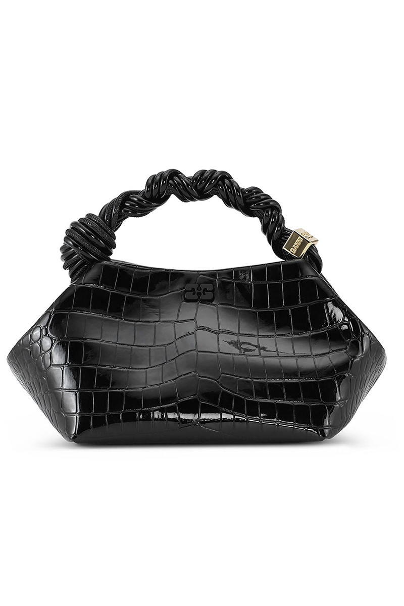 Ganni Bou bag small patent croco Zwart-1 1