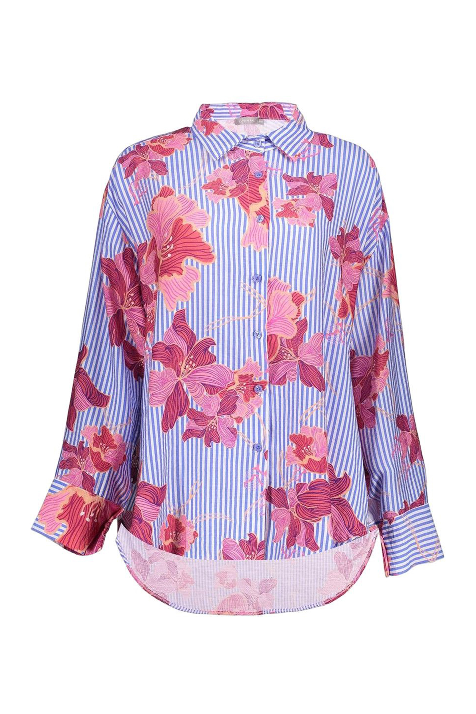 Dames blouse lange mouw blauw