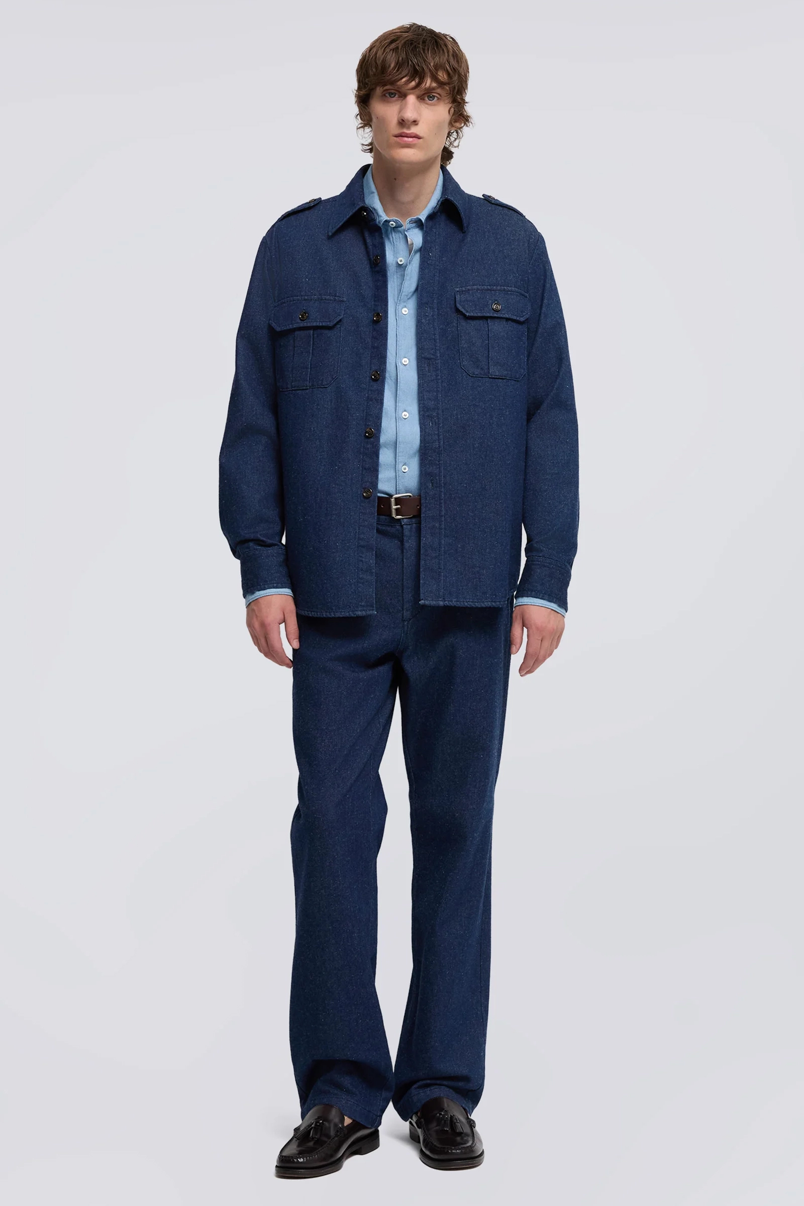Heren overshirt blauw