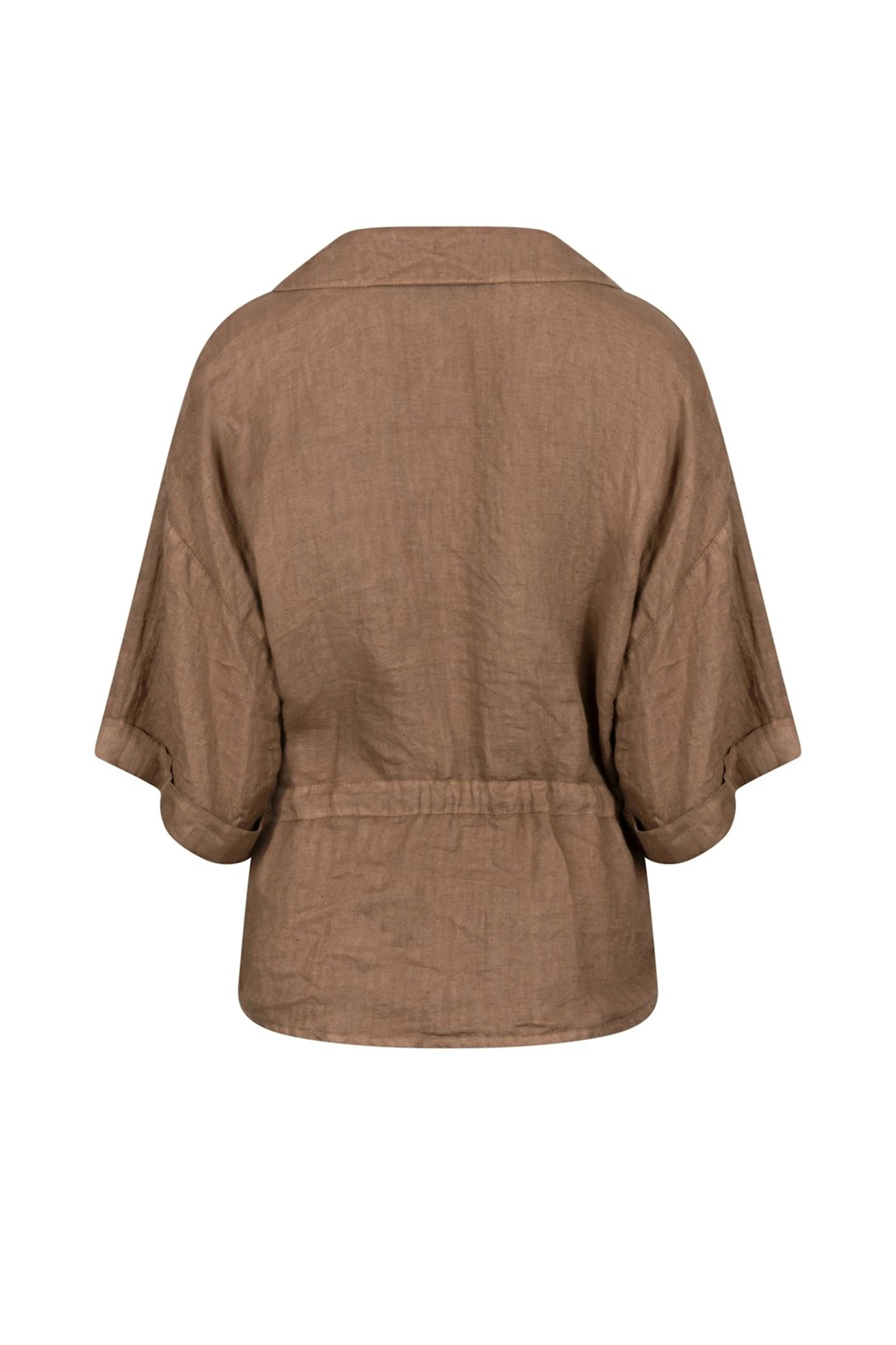 Dames blouse lange mouw bruin
