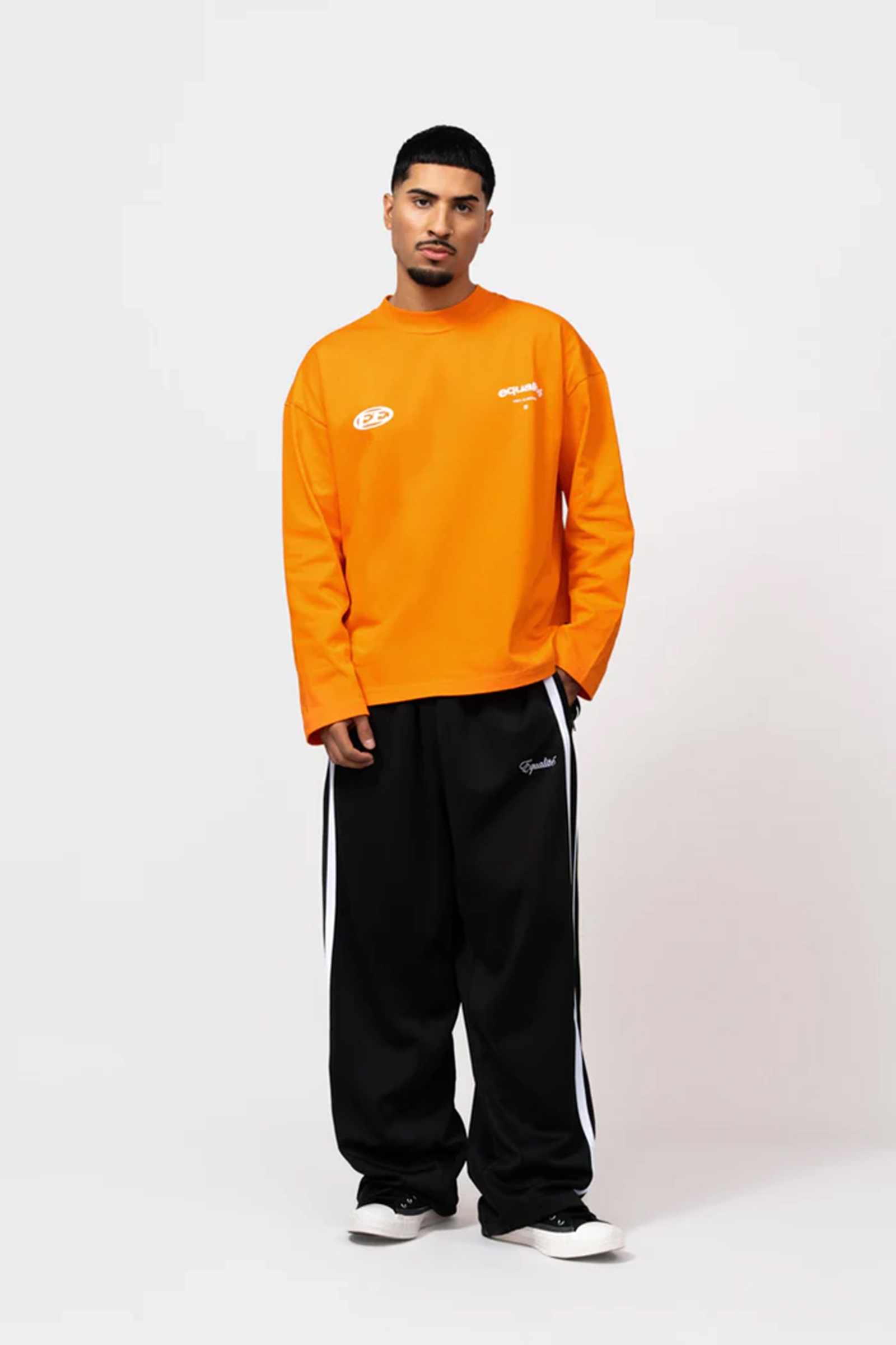 Heren t-shirt lange mouw oranje