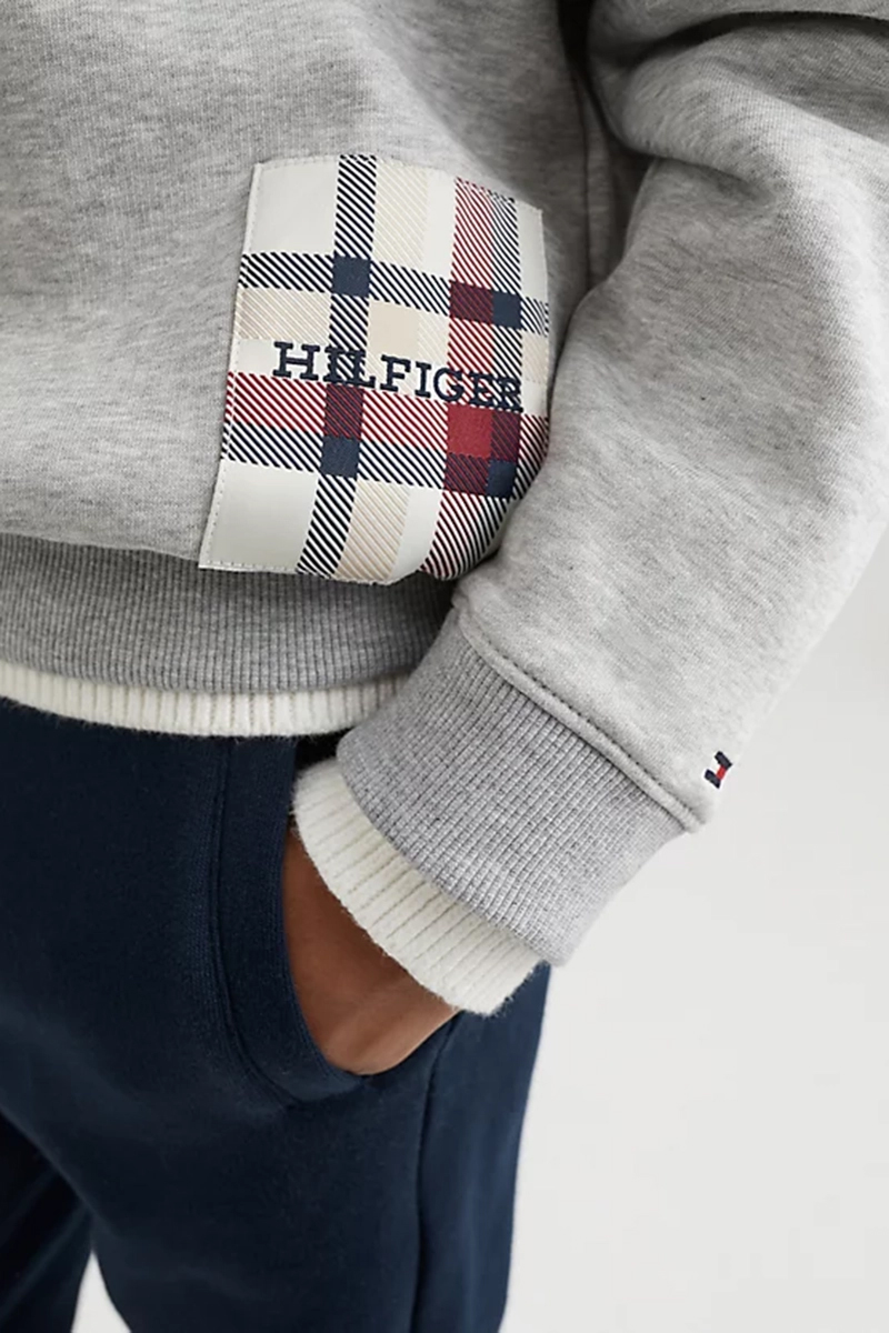 Tommy Hilfiger check label sweatshirt Grijs-1 3