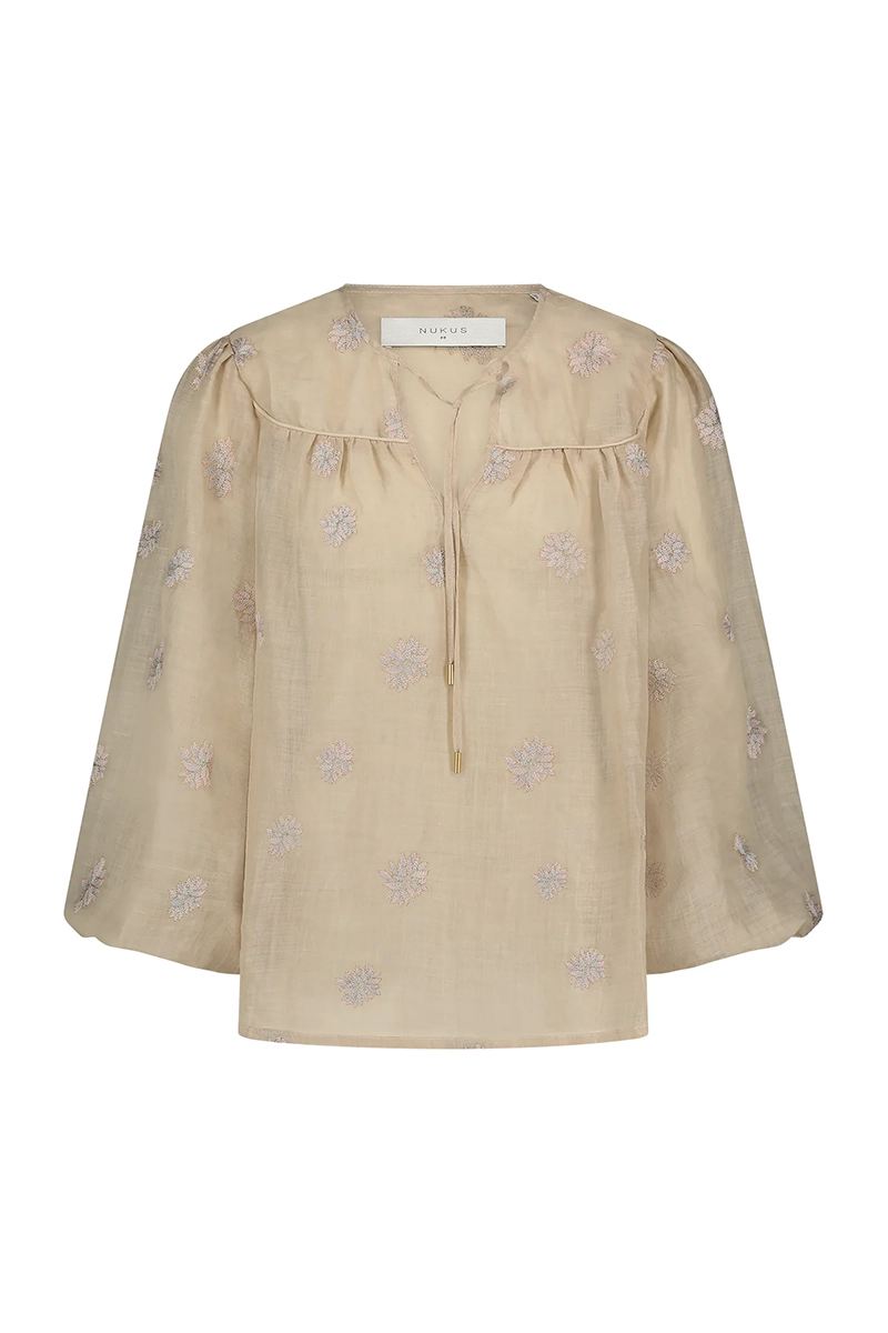 Dames blouse lange mouw bruin