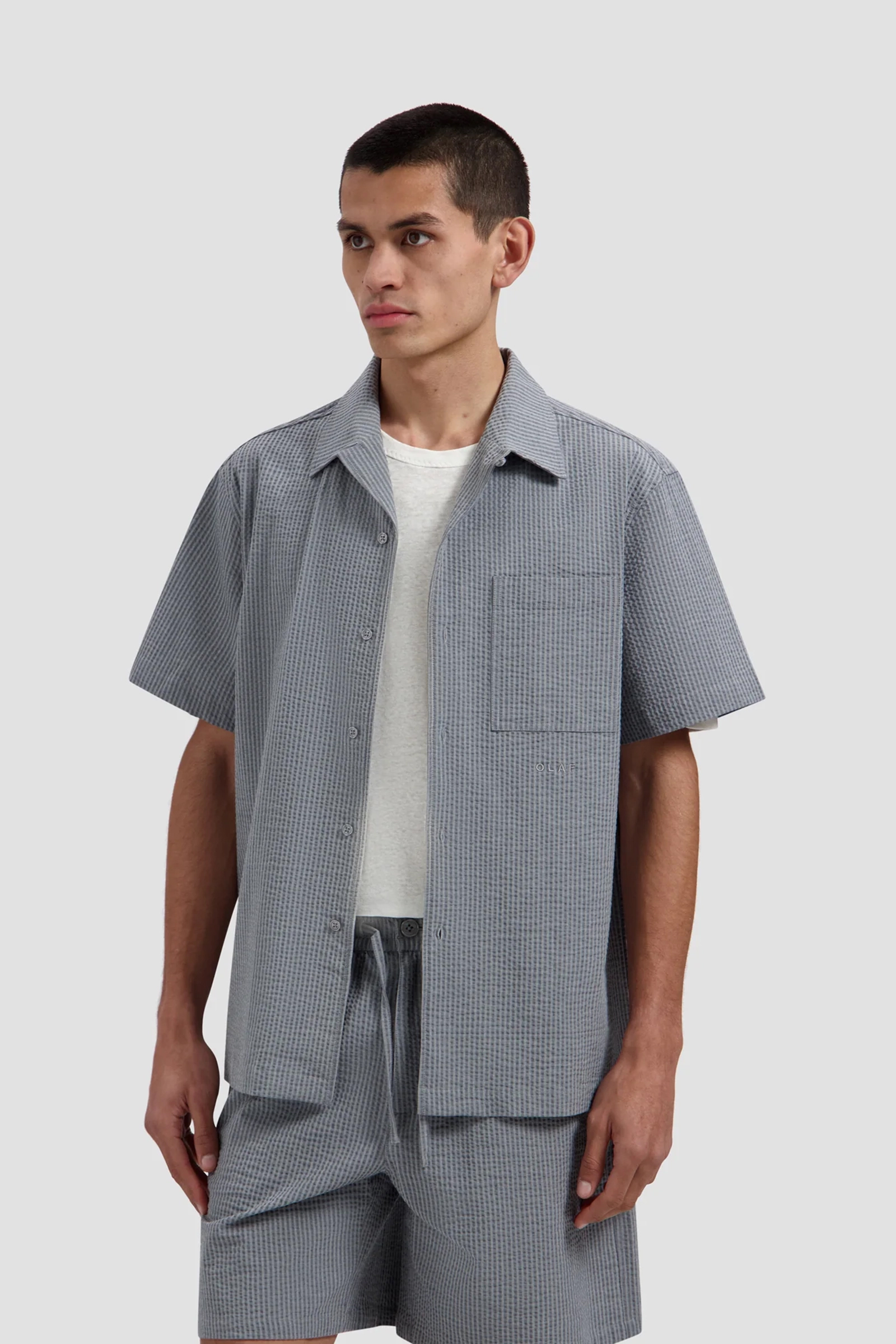 Heren overhemd km casual grijs