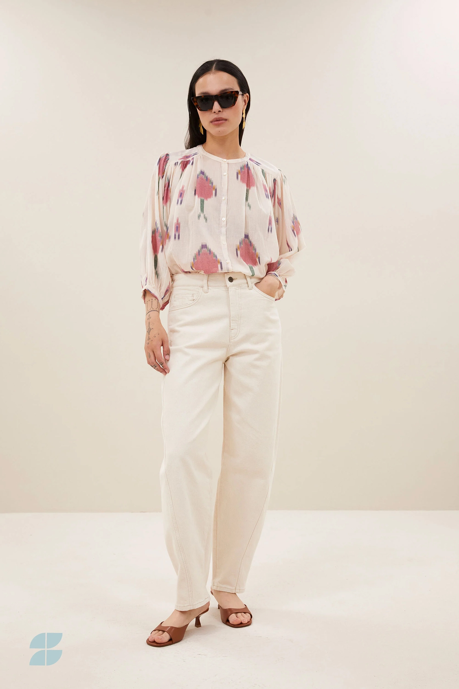 Dames blouse lange mouw ecru