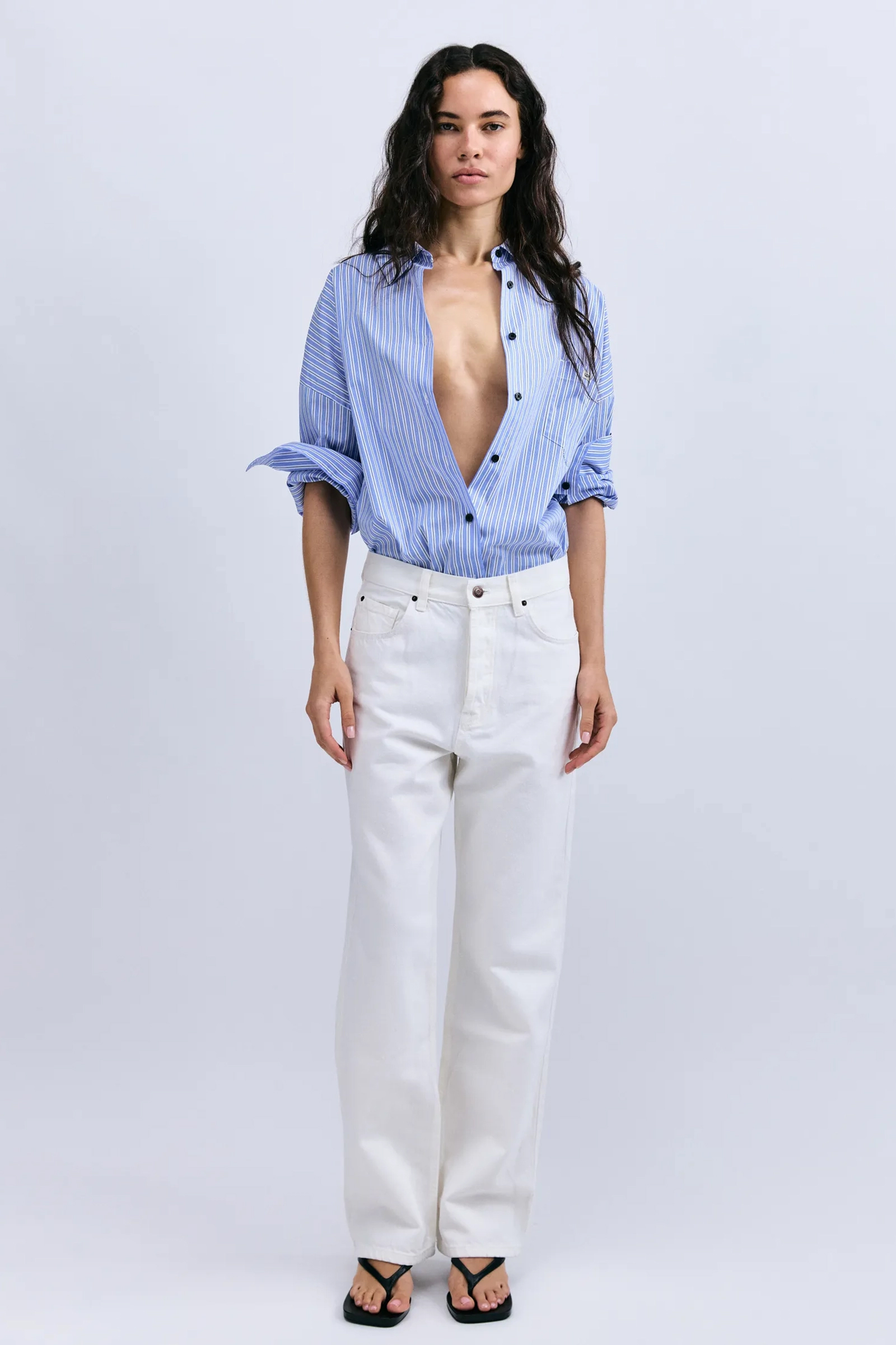 Dames blouse lange mouw blauw