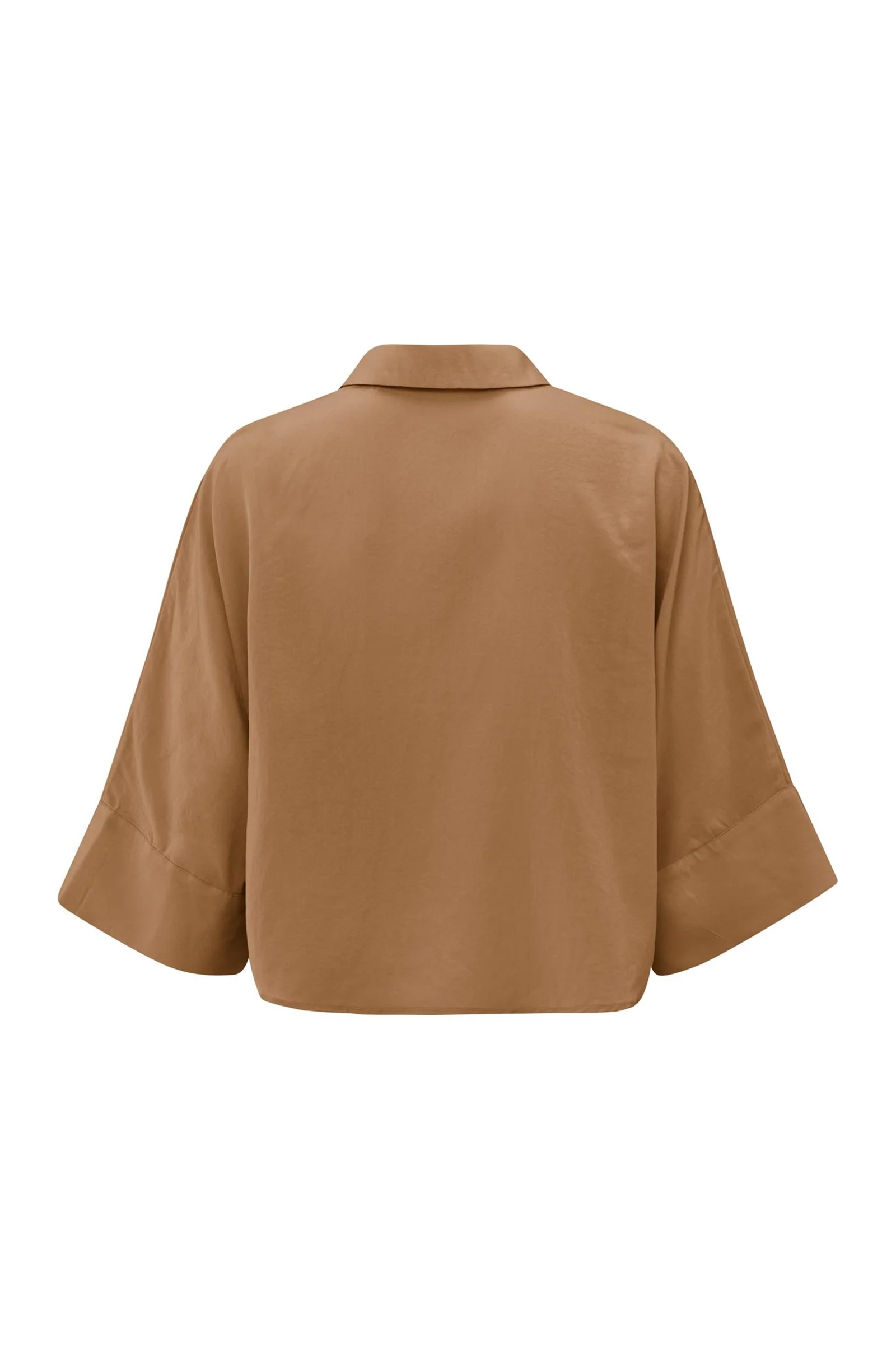Dames blouse lange mouw bruin