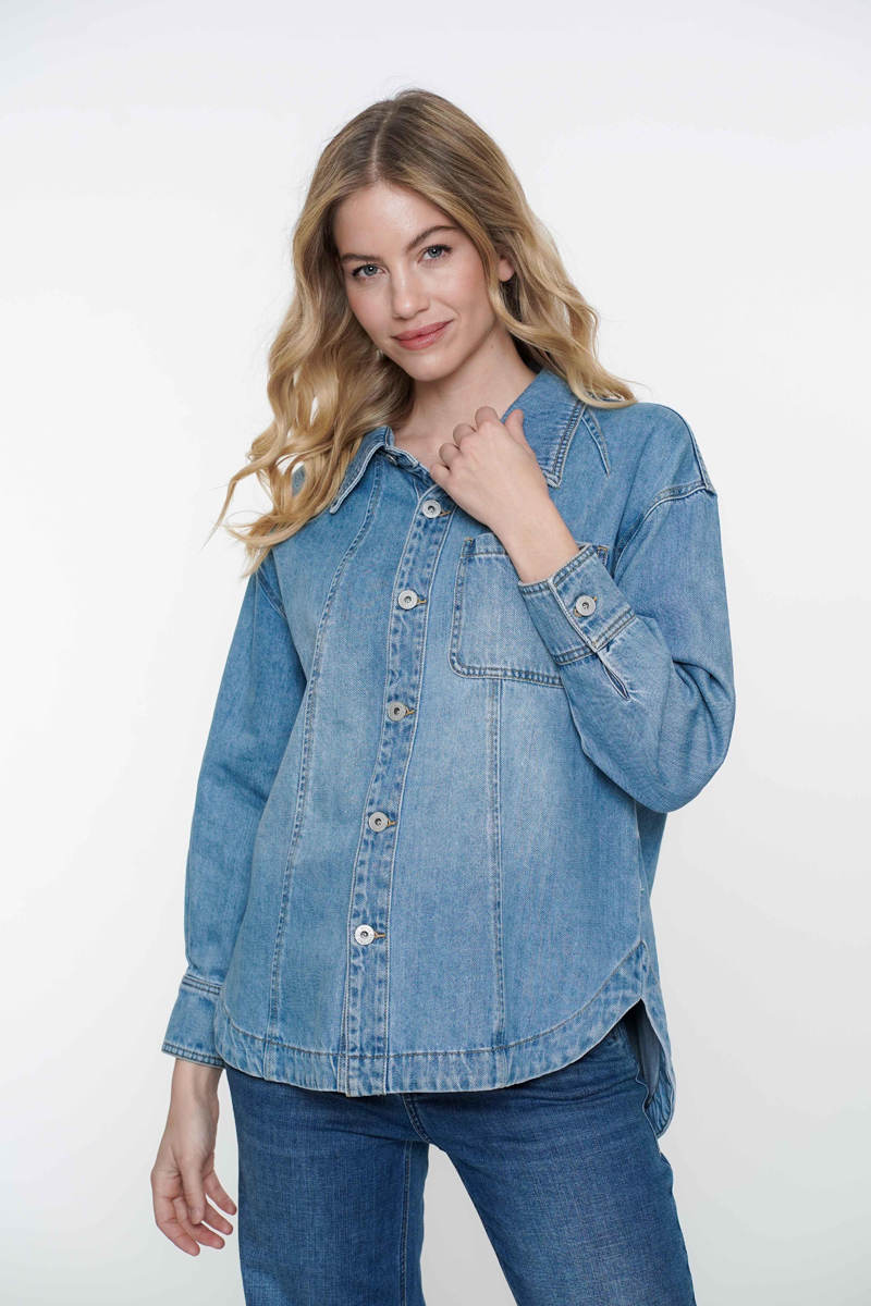 Dames blouse lange mouw blauw