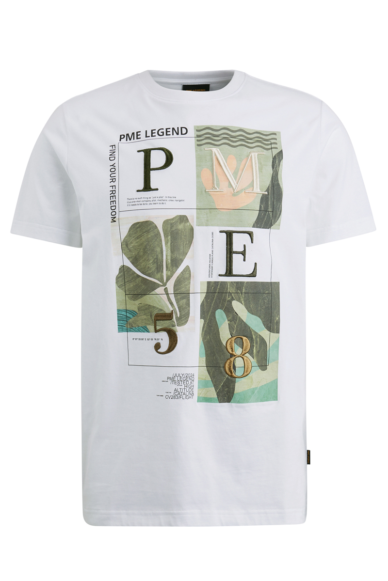 PME Legend Short sleeve r-neck single jersey digital print Wit-1 1