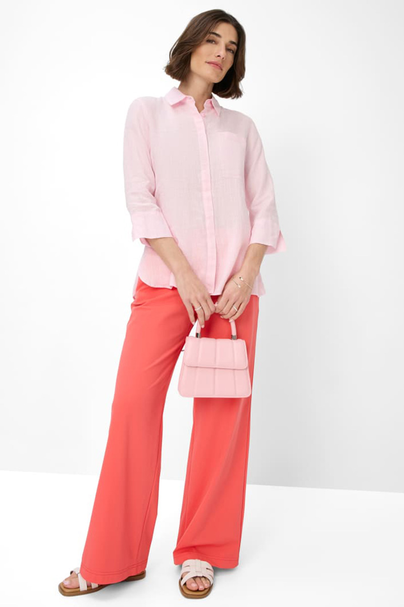 Dames blouse lange mouw rose