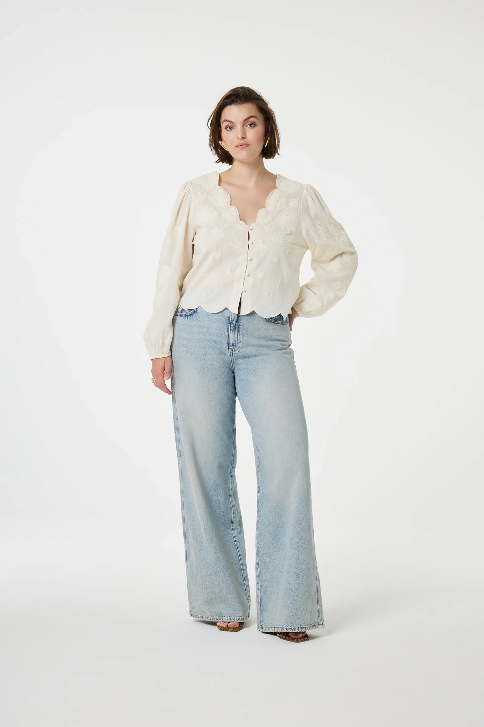 Dames blouse korte mouw wit