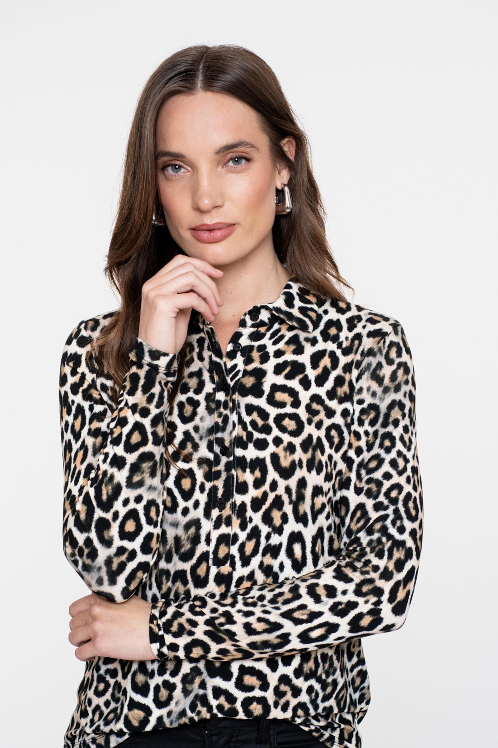 Dames blouse lange mouw zwart