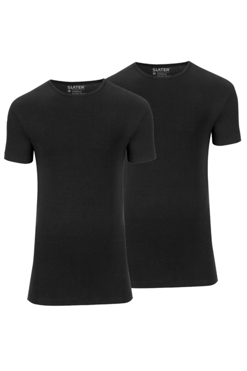 Slater STRETCH 2-pack T-shirt R-neck  s/sl Zwart-1 1