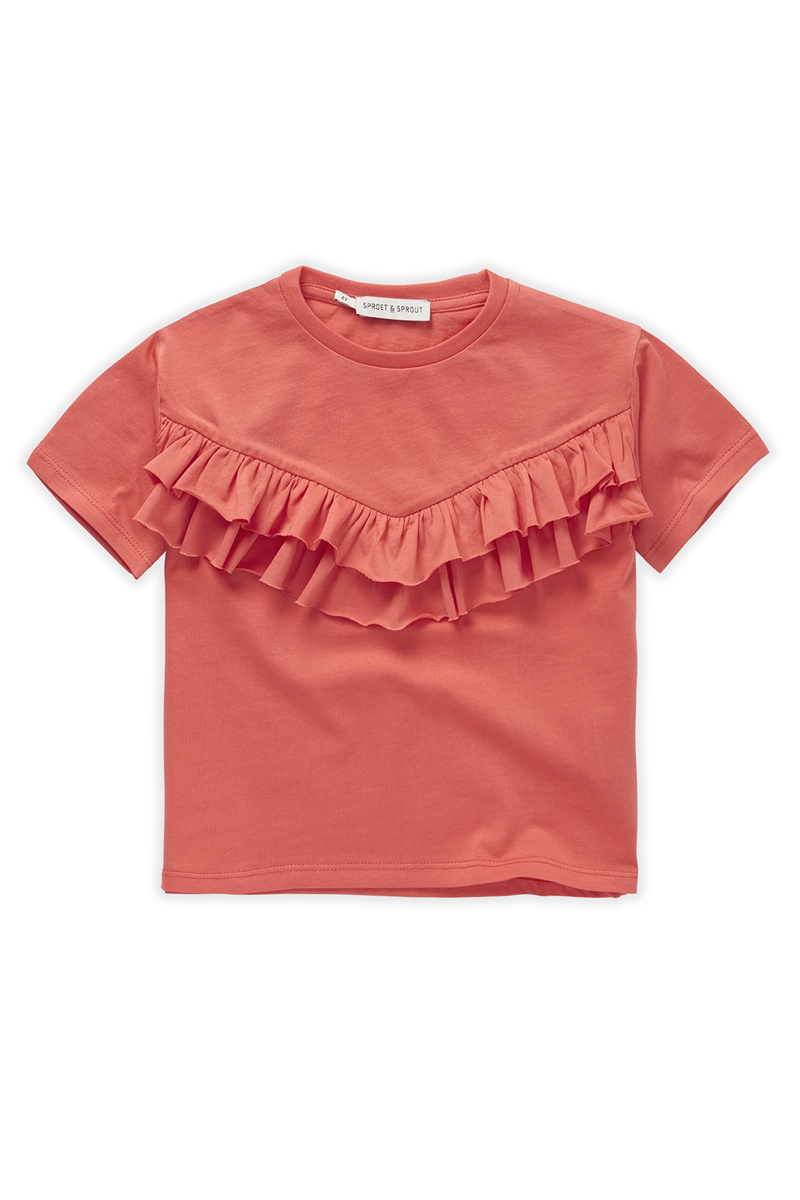 Sproet & Sprout T-shirt ruffle coral Rood-1 1