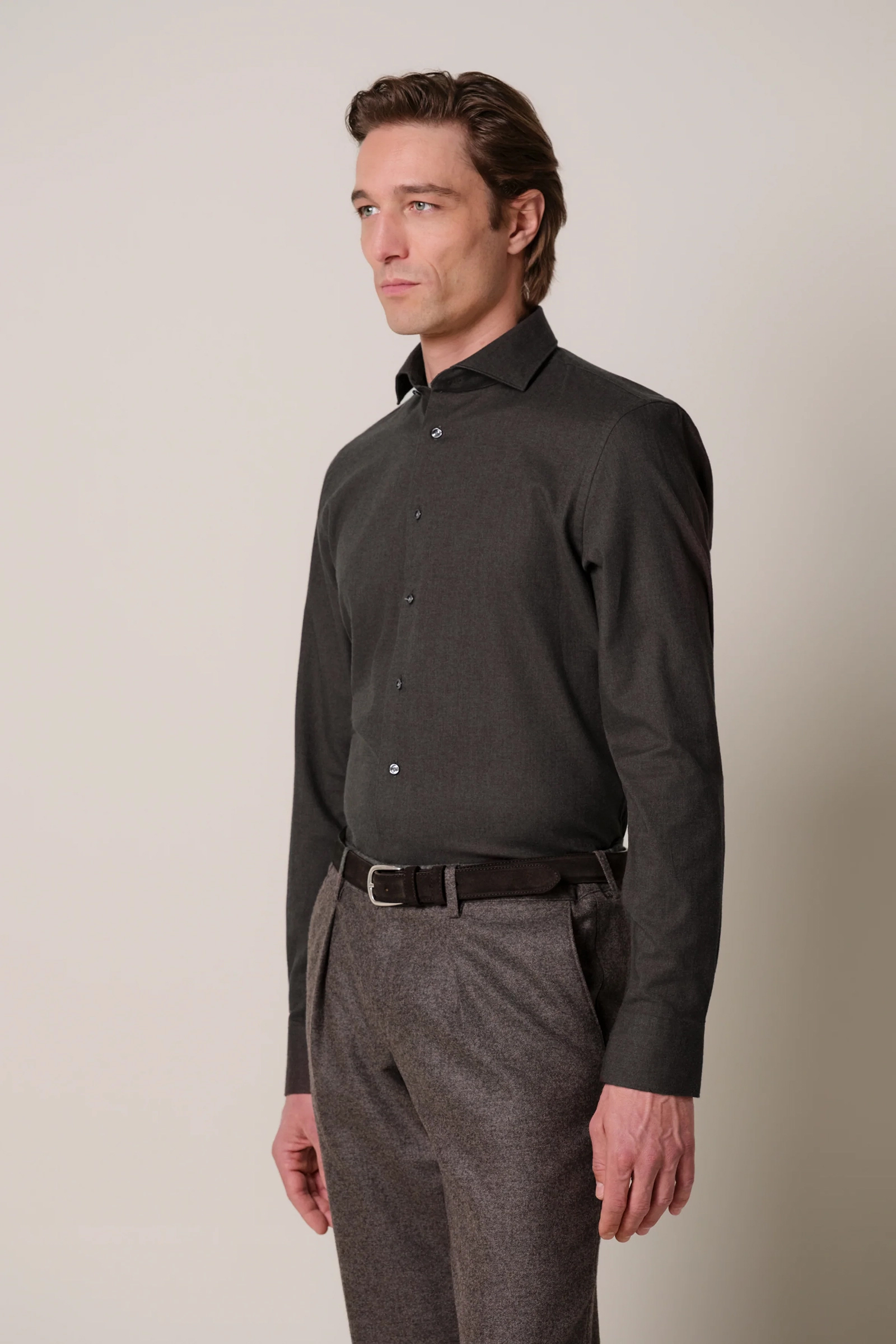 Heren overhemd lm dressual bruin