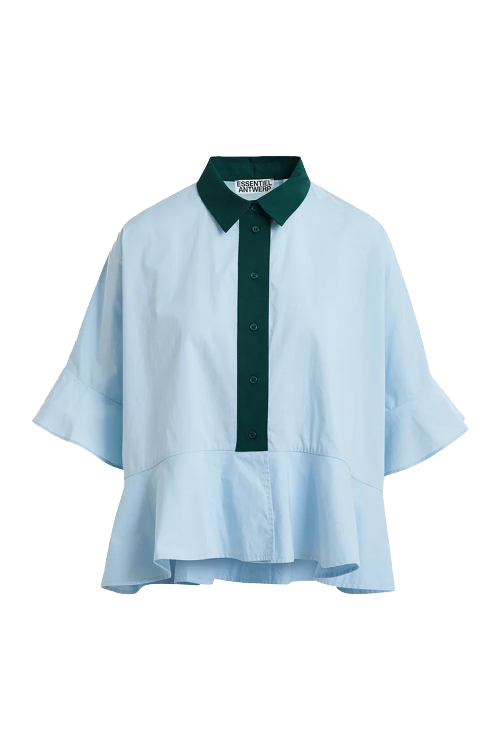 Dames blouse korte mouw blauw