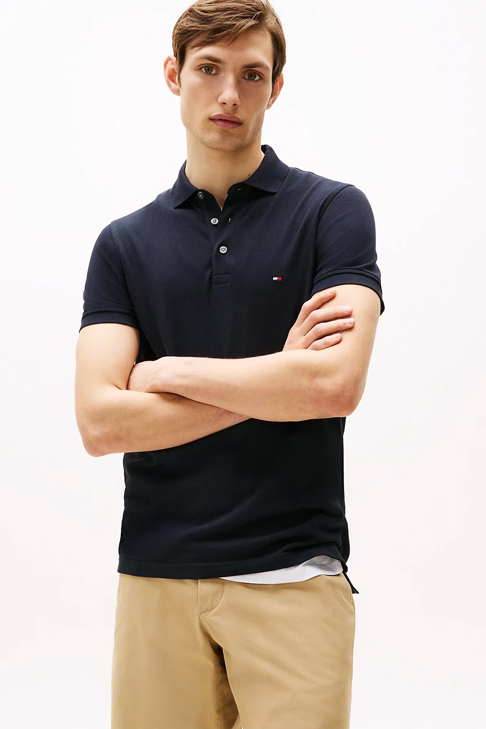 Heren polo korte mouw blauw