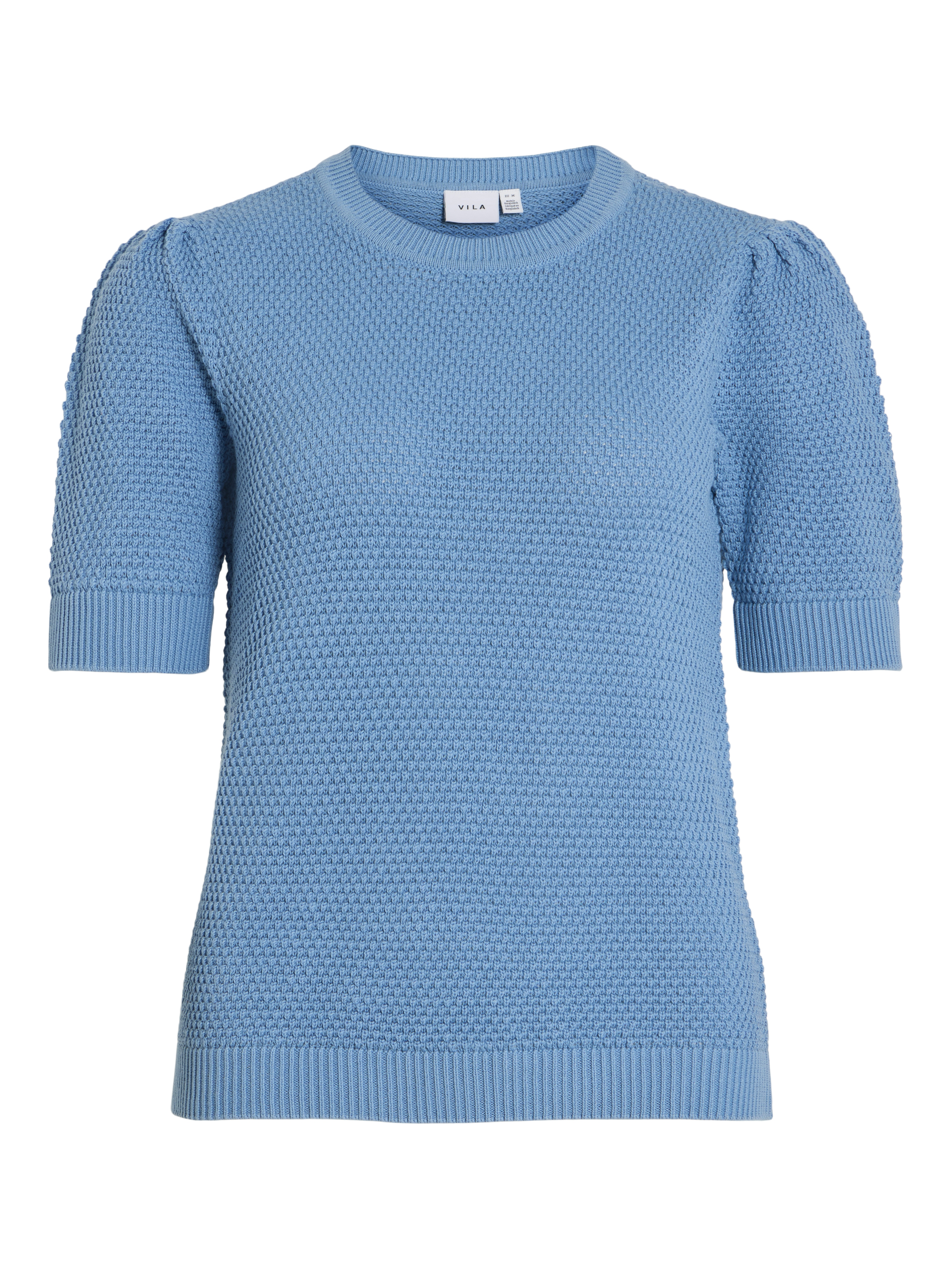 Vila VIDALO O-NECK S/S KNIT TOP - NOOS 299660-Blissful Blue 1