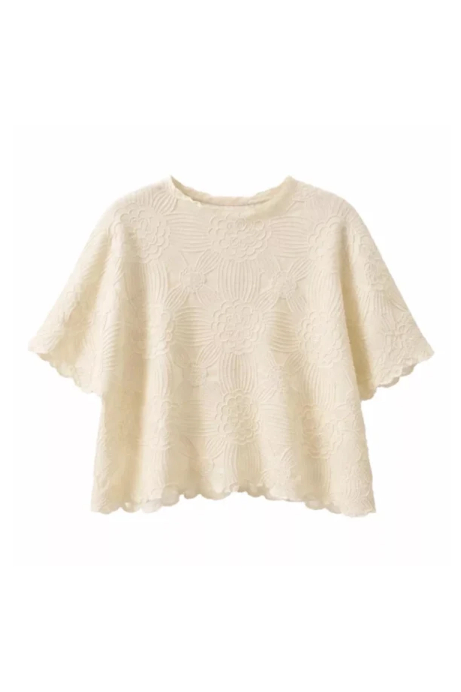 Dames t-shirt korte mouw ecru