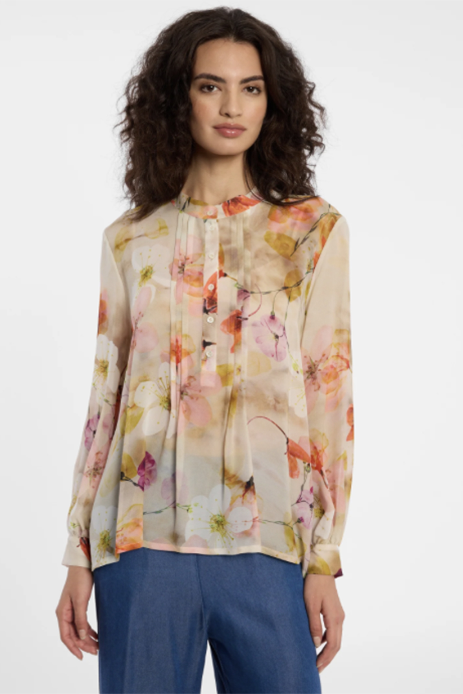 Dames blouse lange mouw bruin