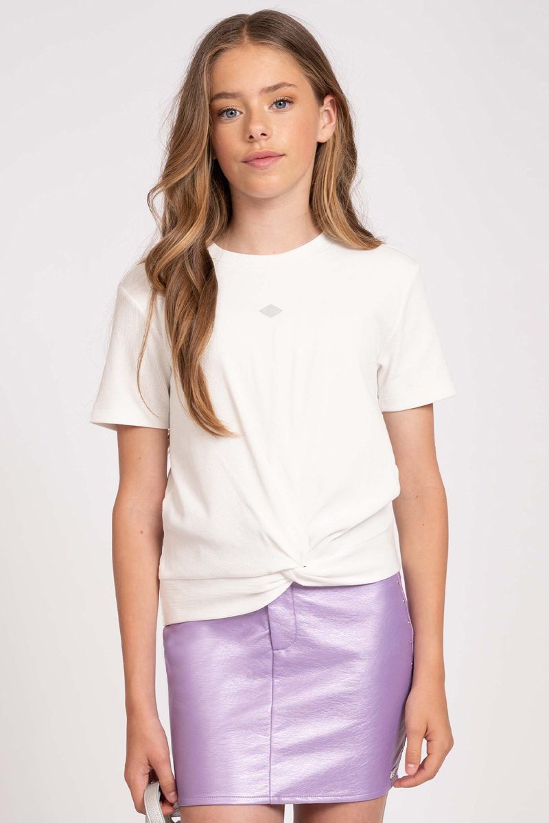 Meisjes t-shirt korte mouw ecru
