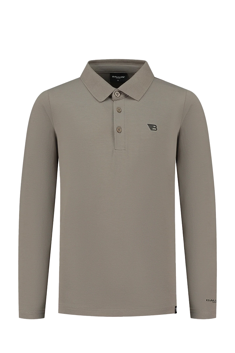 Ballin Jongens polo lange mouw bruin/beige-1 1