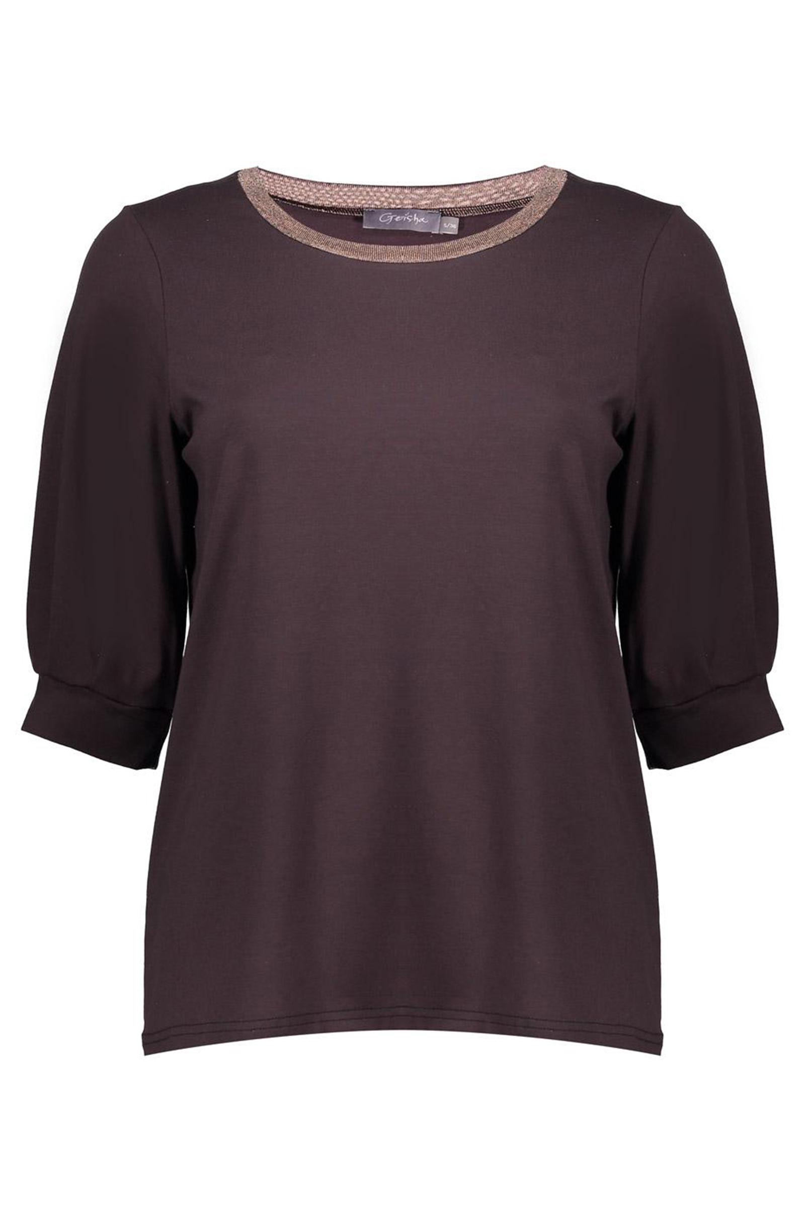 Dames blouse lange mouw bruin