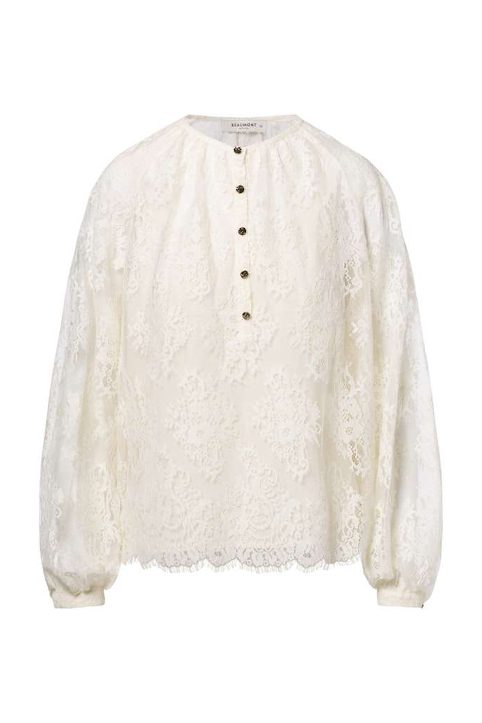 Dames blouse lange mouw ecru