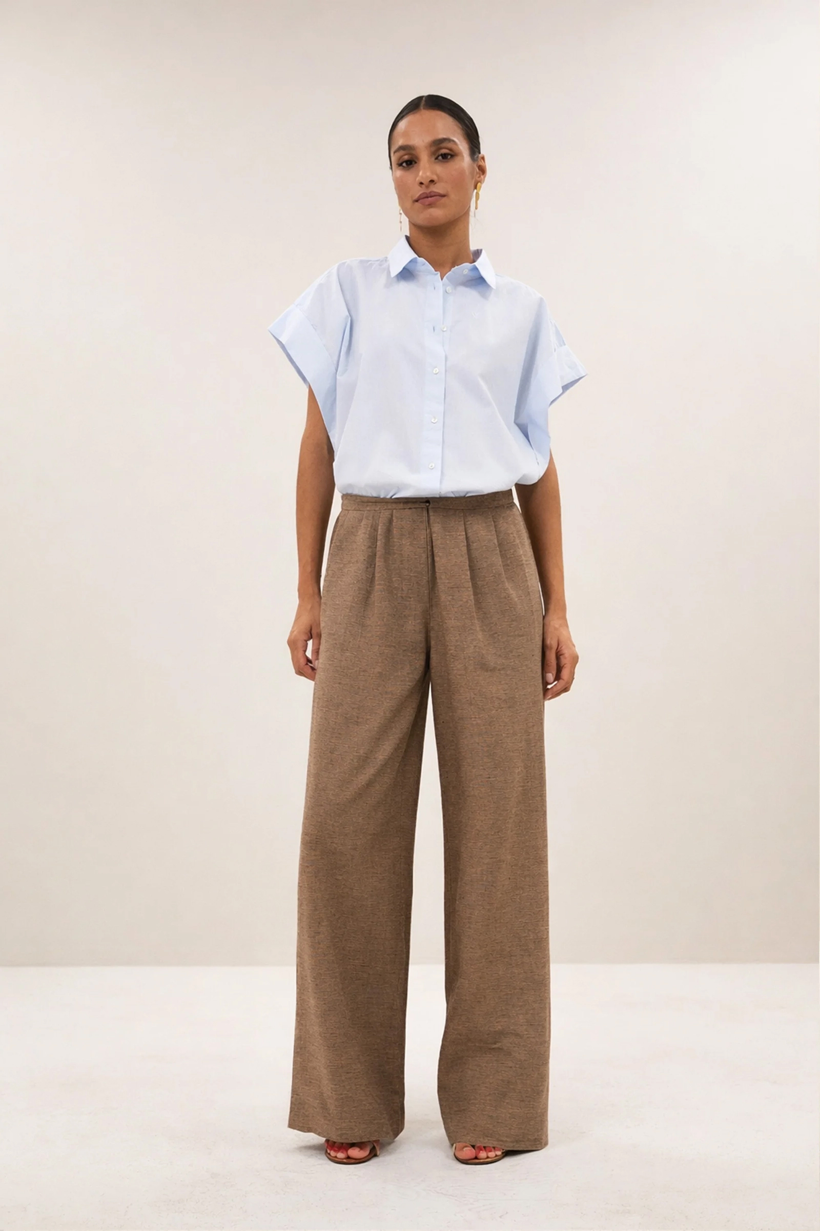 Dames blouse korte mouw blauw