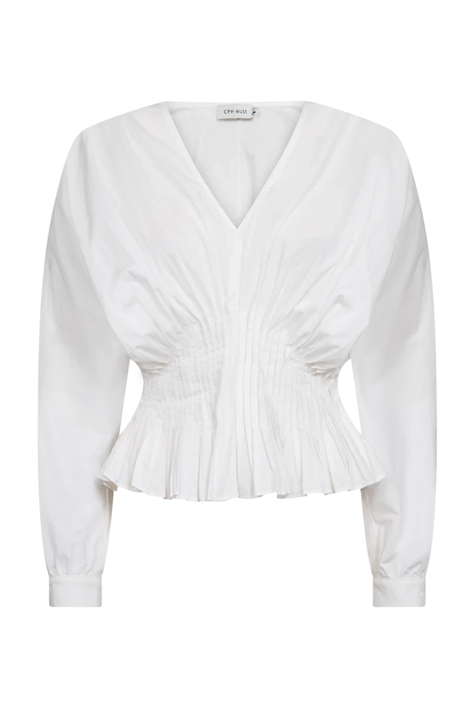 Dames blouse lange mouw wit