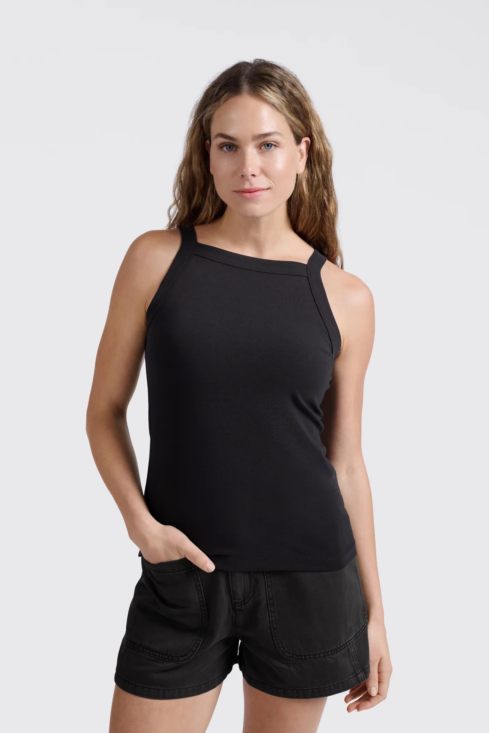 Yaya Sleeveless top with straight n WASHED BLACK 2