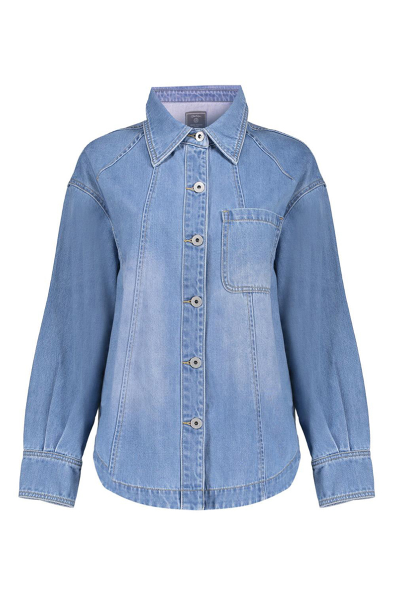 Dames blouse lange mouw blauw
