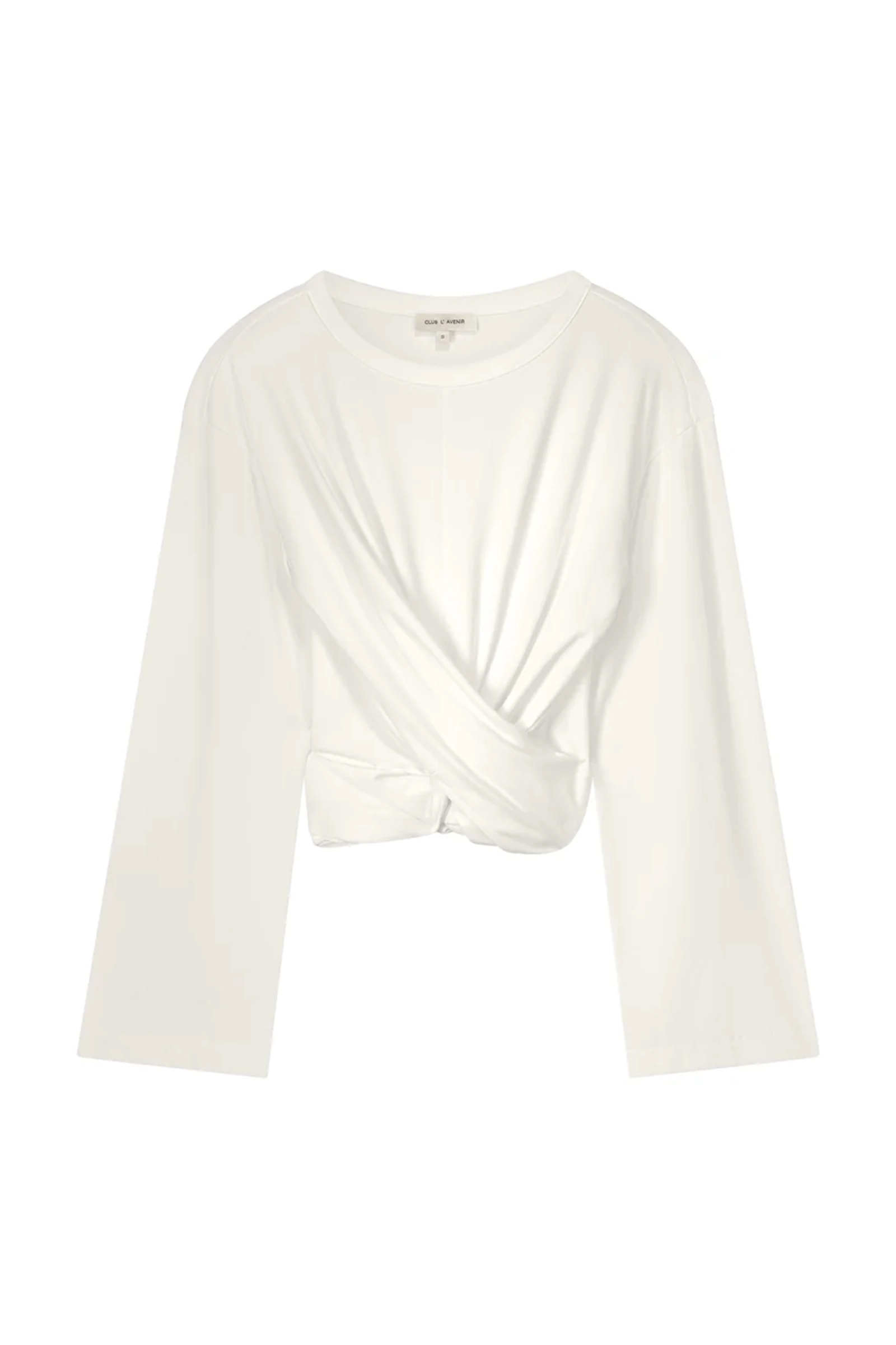 Dames t-shirt lange mouw ecru