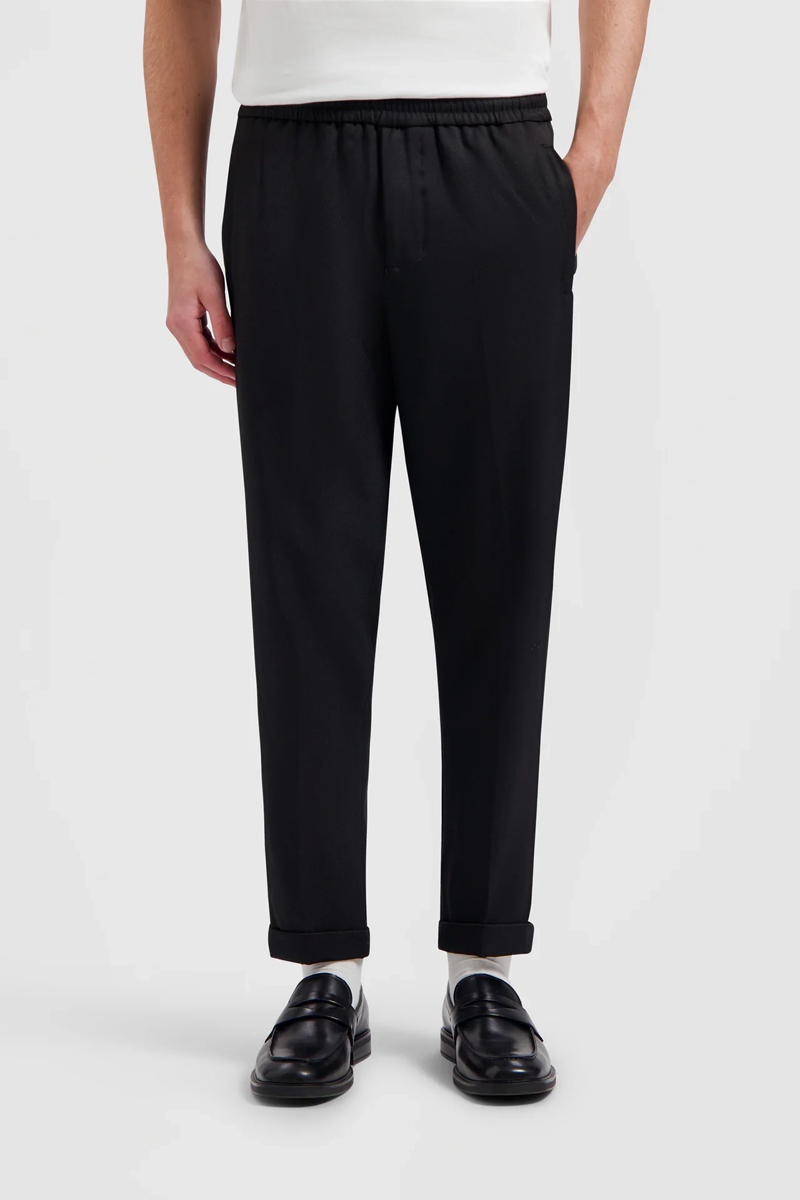 Olaf Hussein TAILORED SLIM ELASTICATED PANTS Zwart-1 2
