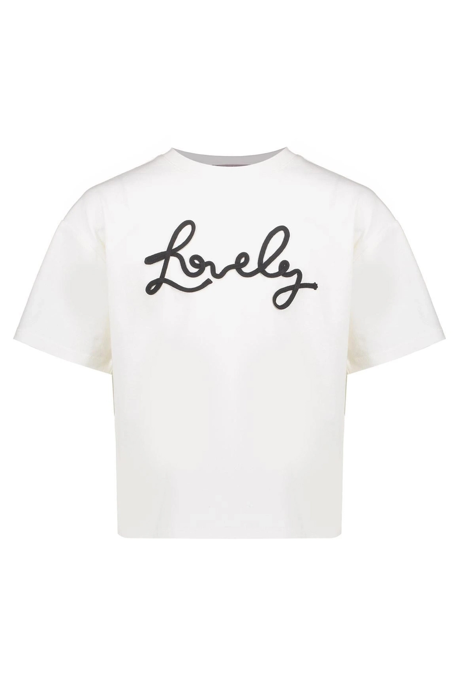 Meisjes t-shirt korte mouw ecru