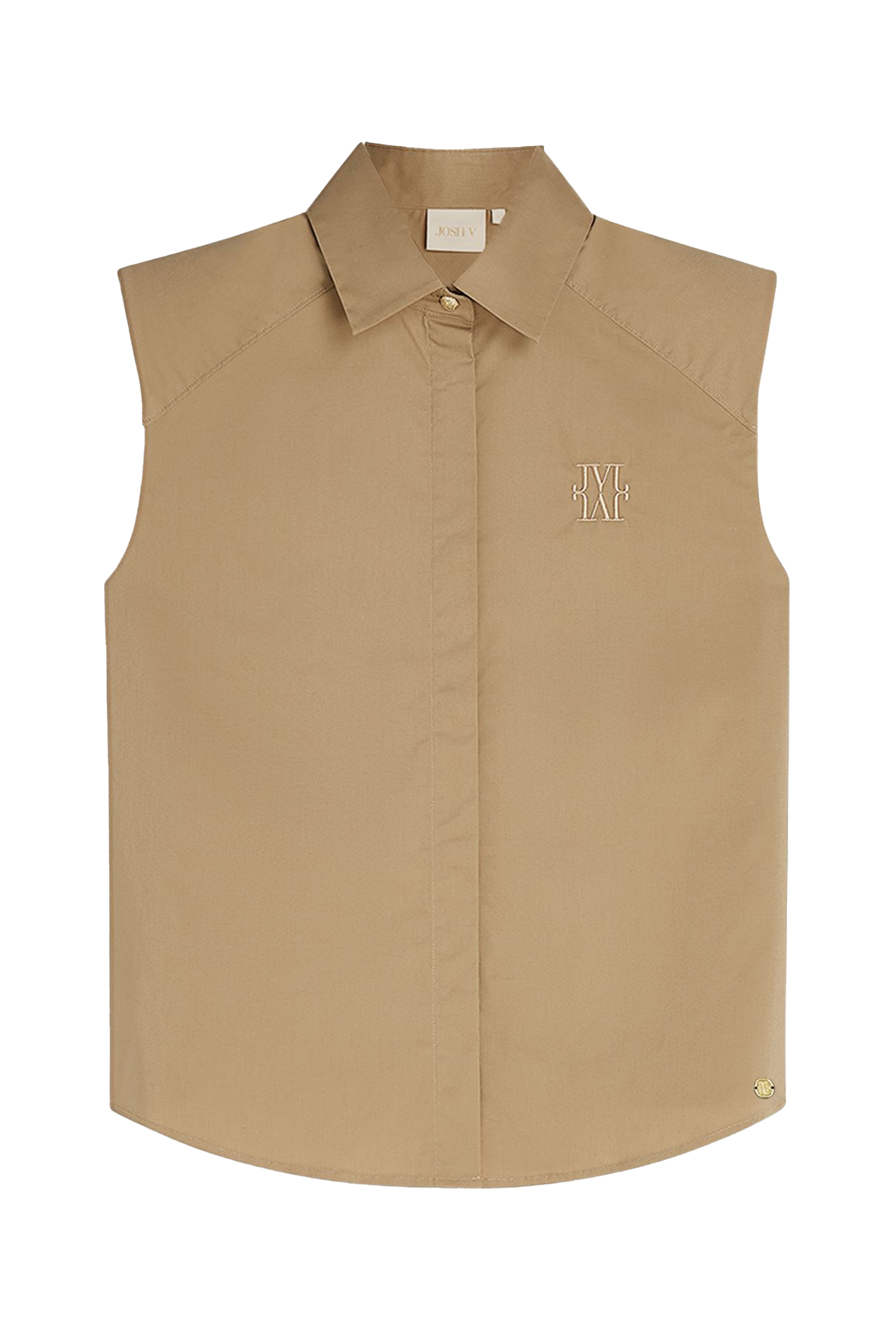 Dames blouse mouwloos bruin