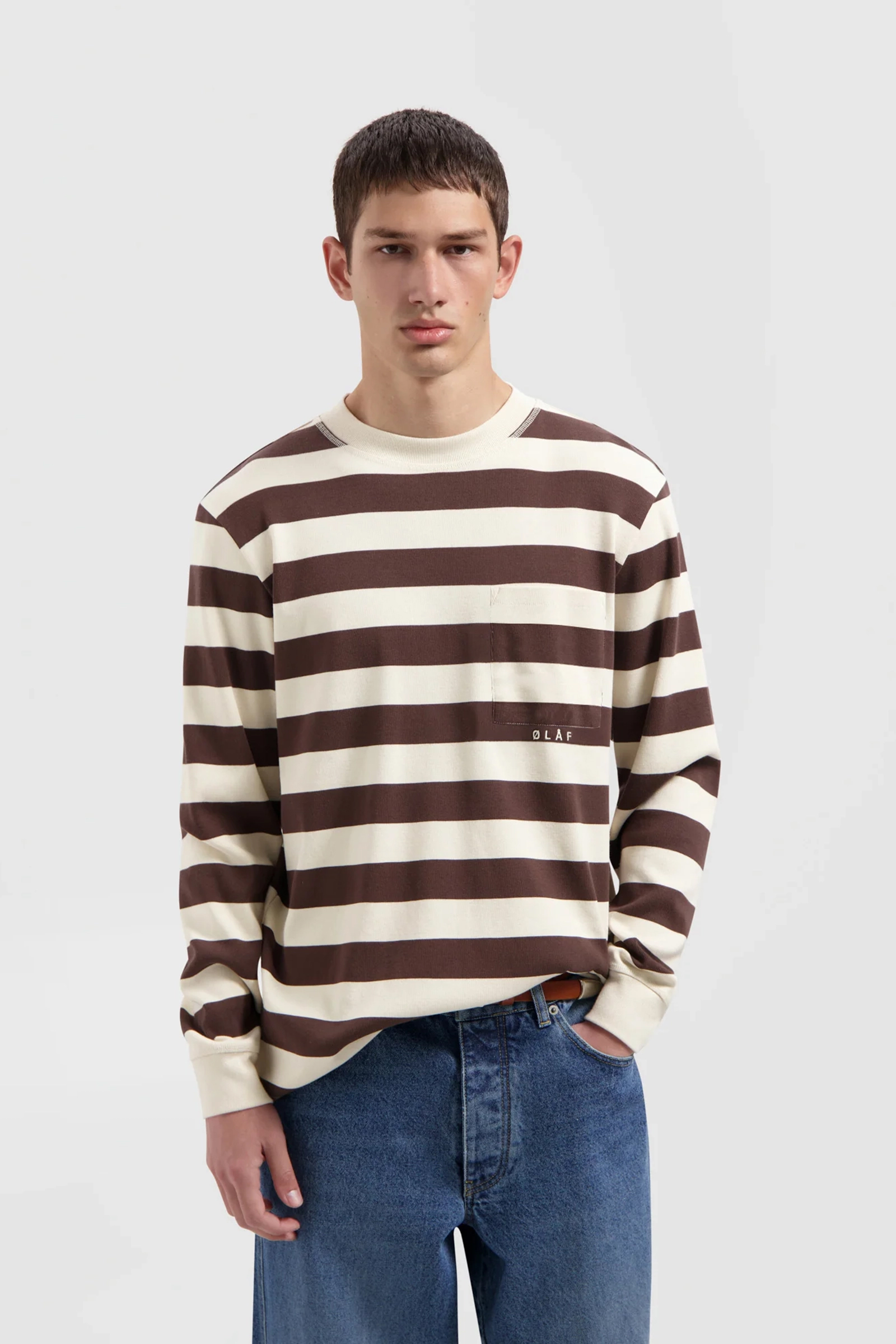 Heren t-shirt lange mouw bruin