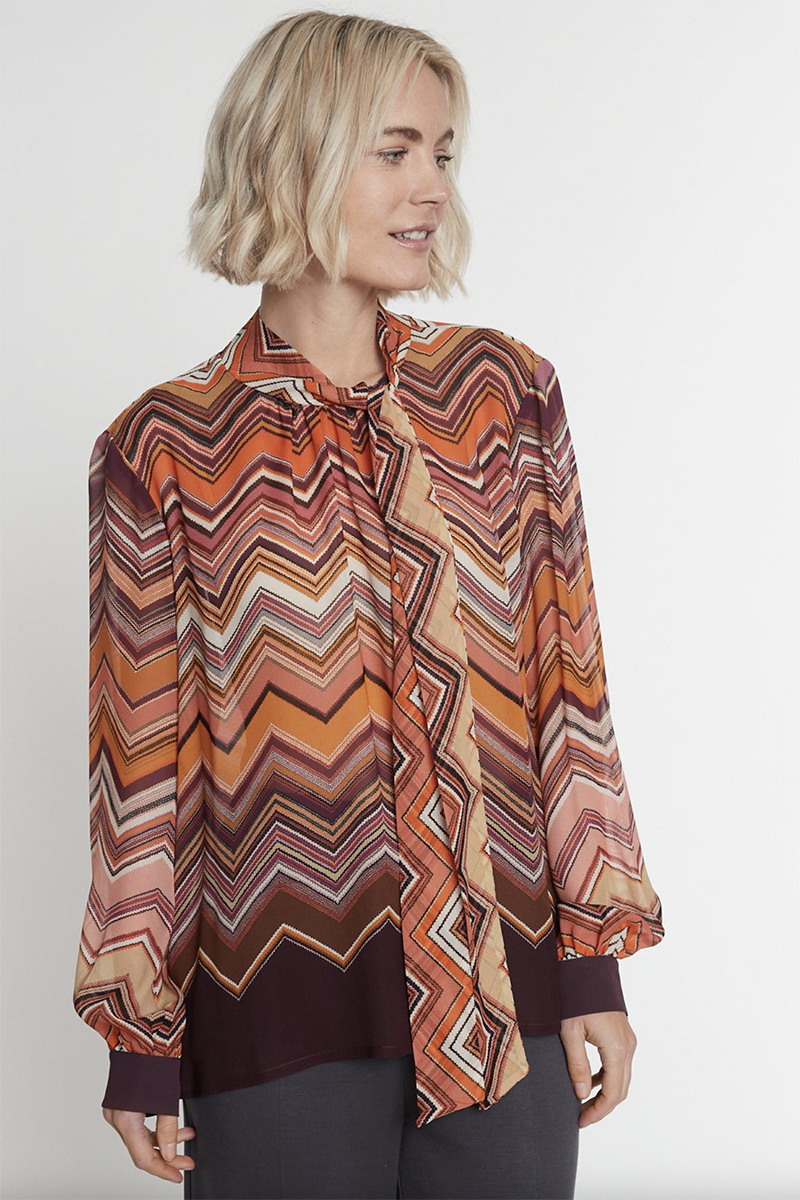 Dames blouse lange mouw oranje