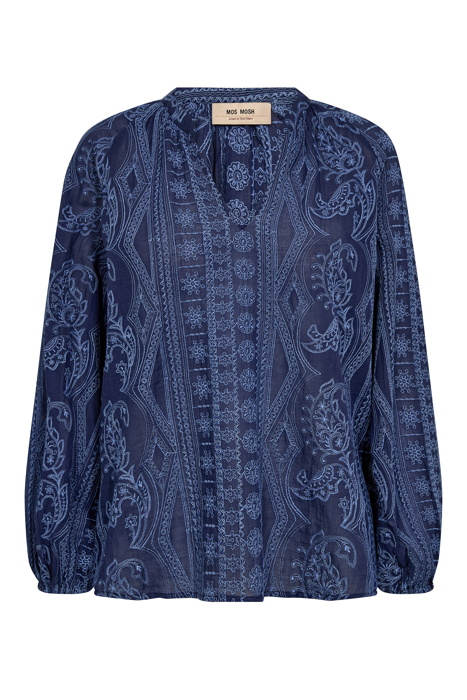 Dames blouse lange mouw blauw