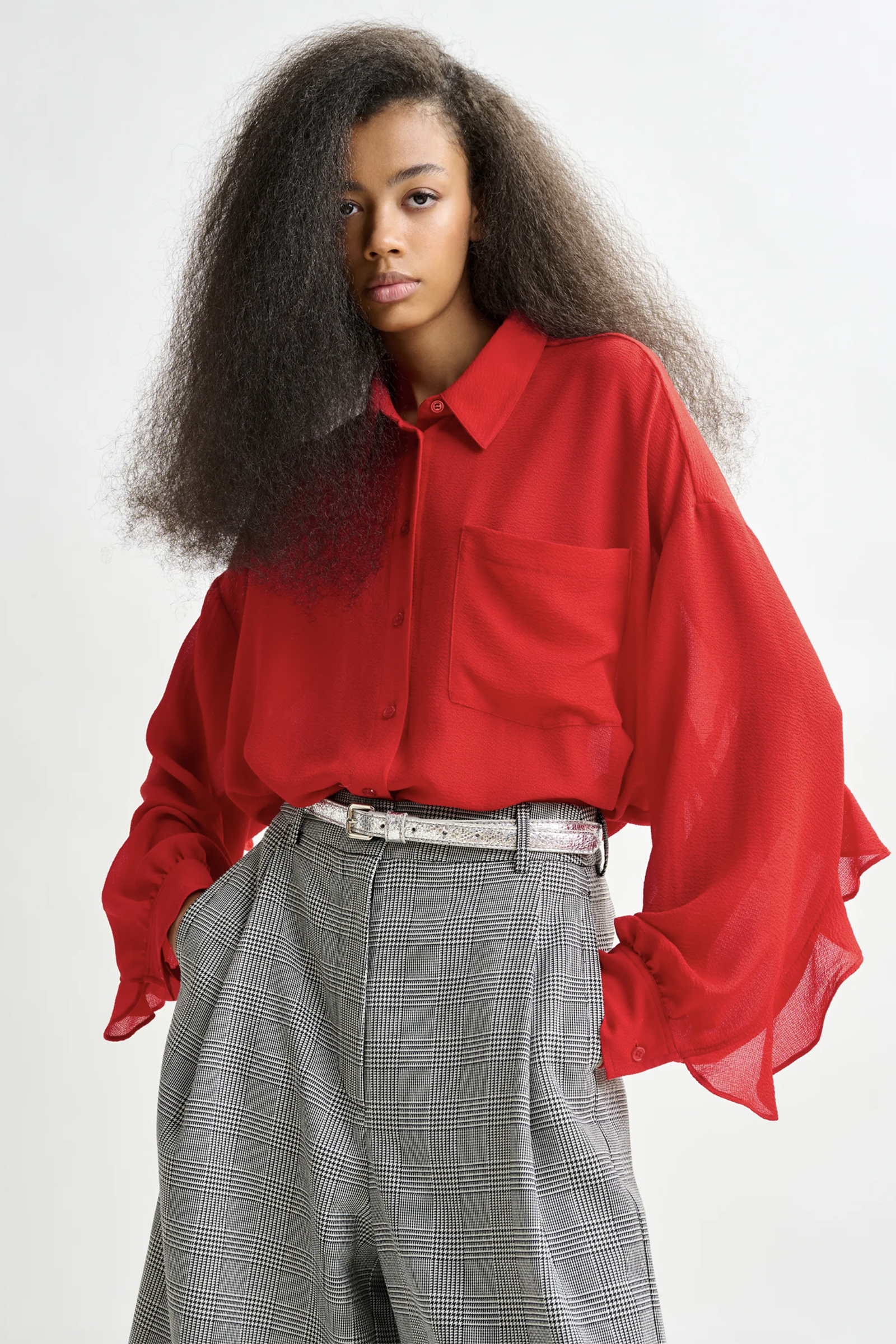 Dames blouse lange mouw rood