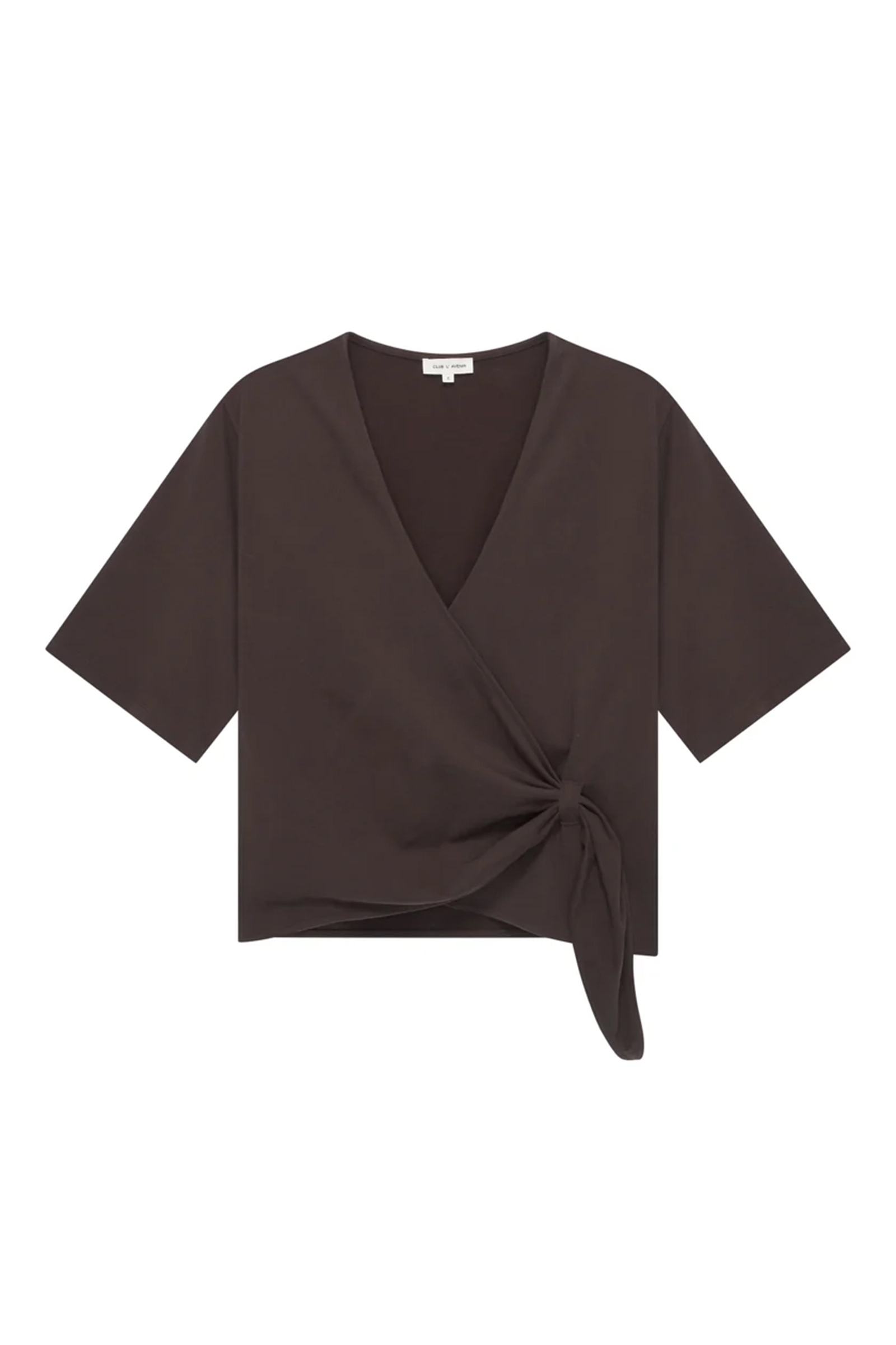 Dames blouse korte mouw bruin