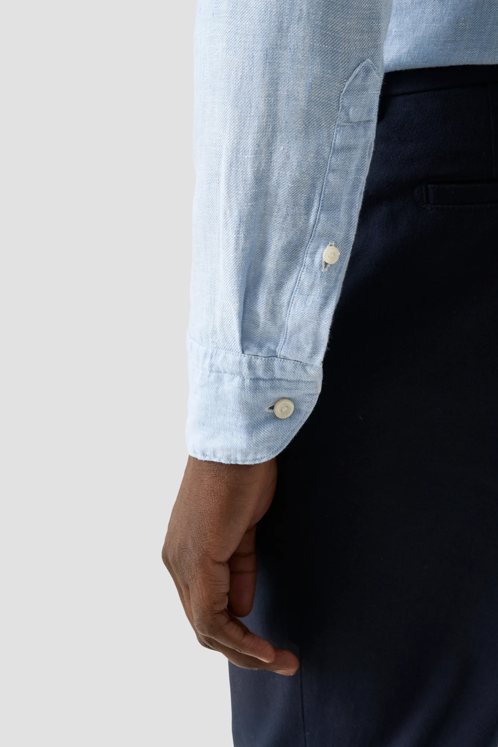 Eton SOLID TWILL LINEN Blauw-1 5