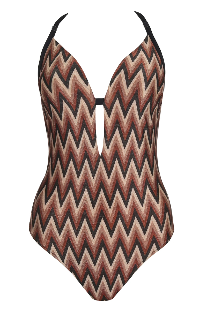 Bad/beach dames badpak modecup bruin