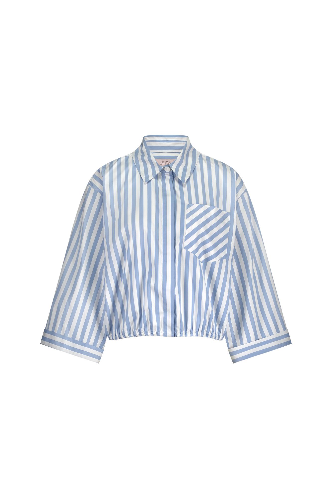 Studio Anneloes Noleste poplin stripe blouse Blauw-1 1