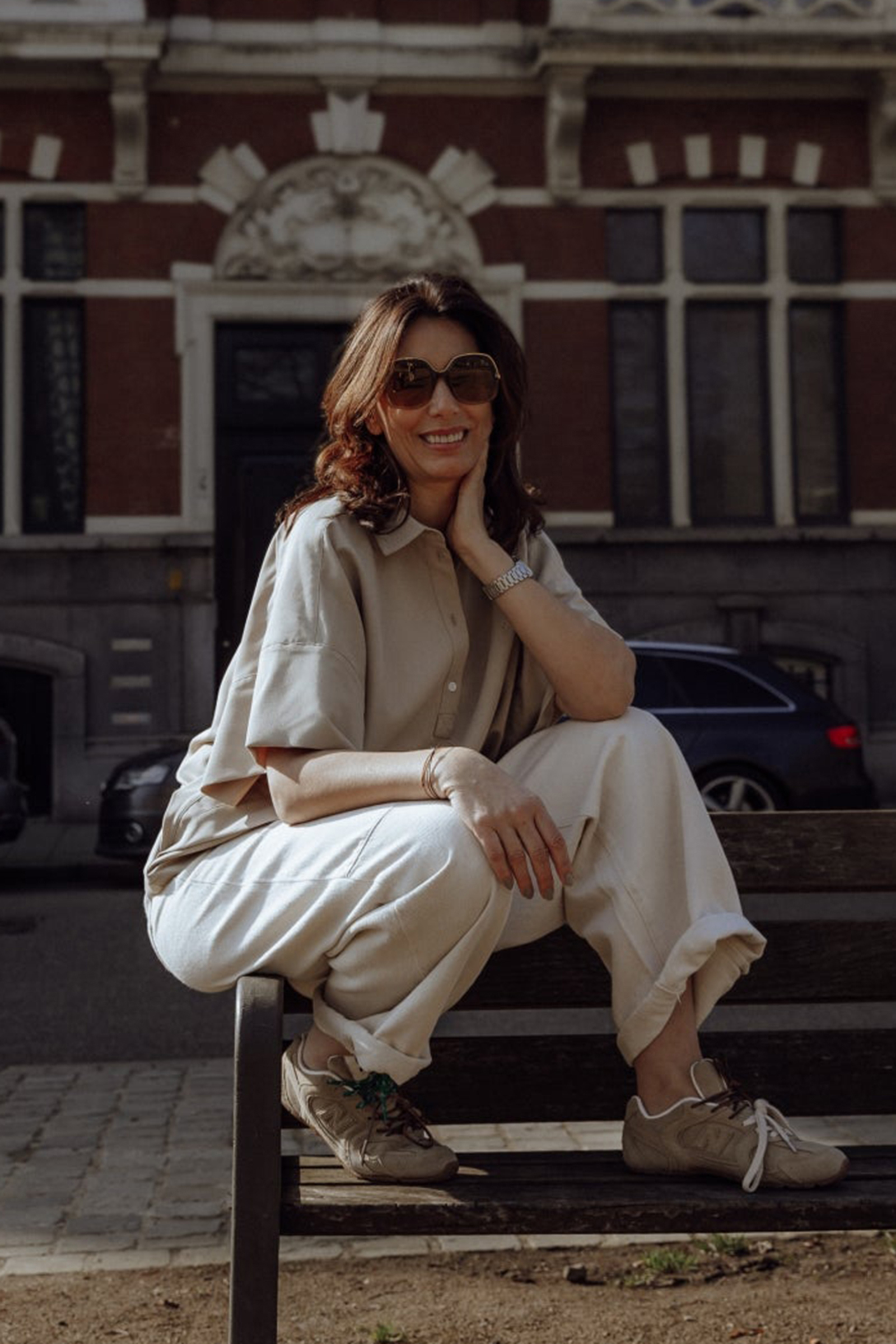 Dames t-shirt korte mouw bruin