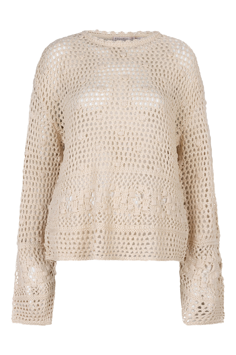 Esqualo Sweater open knit bruin/beige-1 1