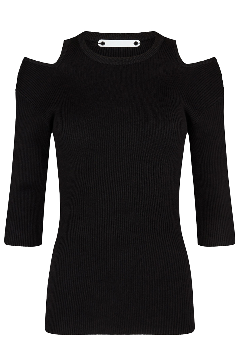 co´couture badu cut shoulder knit Zwart-1 1