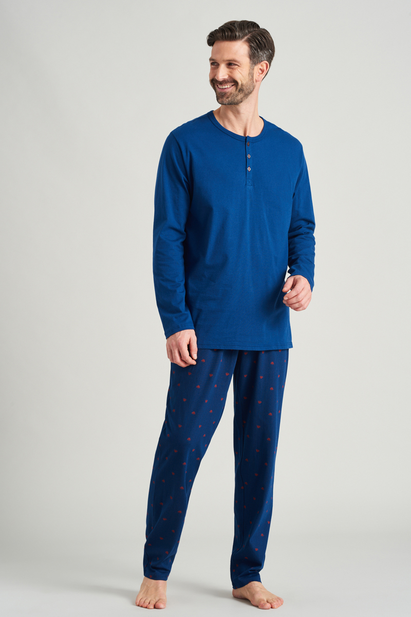 Schiesser Nachtmode heren pyjama Blauw-1 4